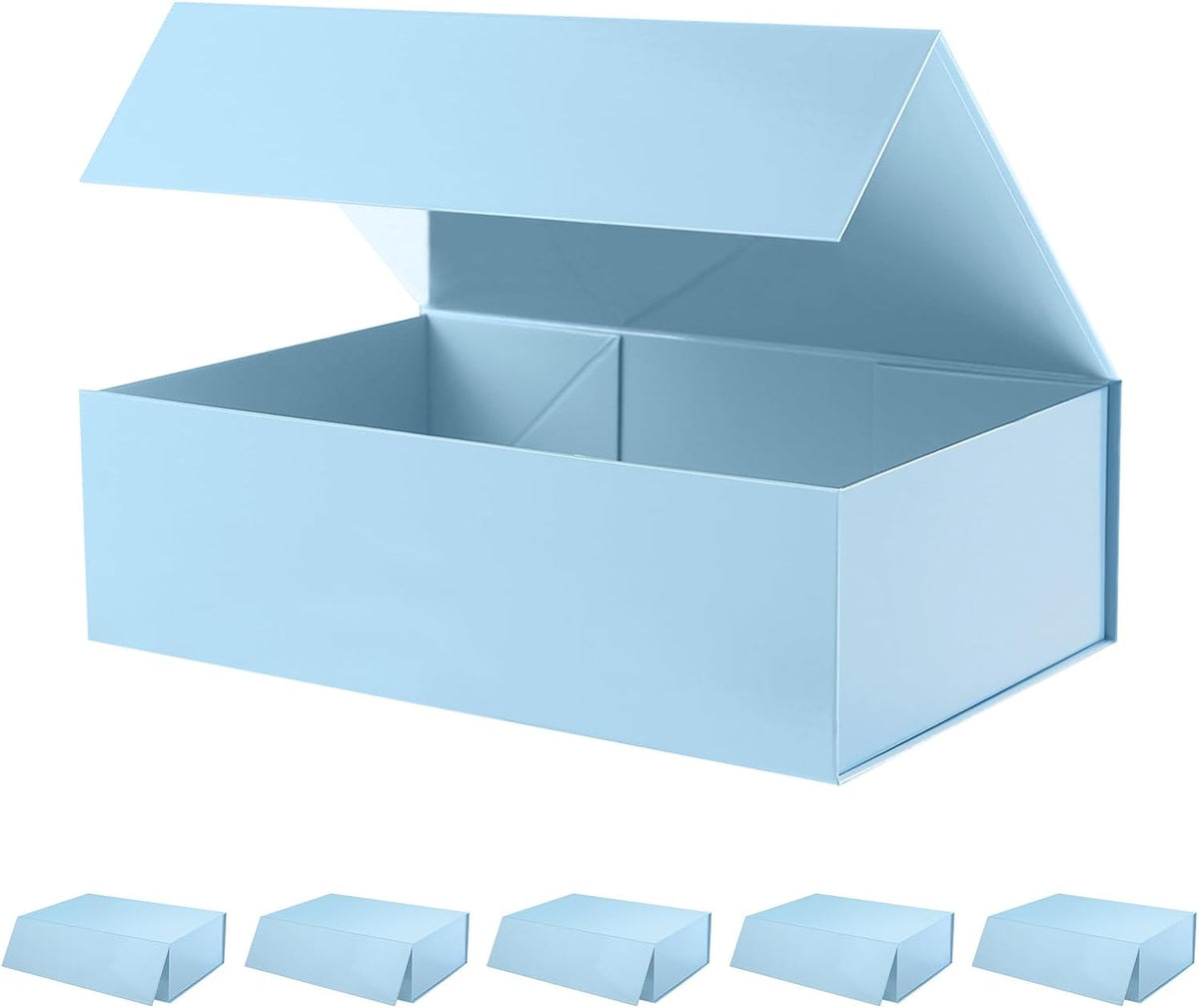 Large Light Blue Gift Boxes with Magnetic Lid for Present, 6 pack