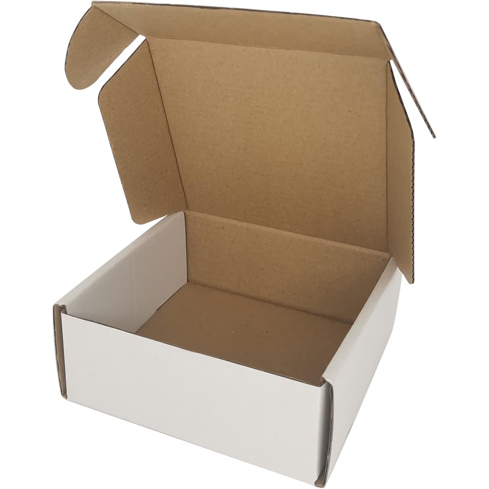 200 Pack 5x5x2'' Small Shipping Boxes, Cardboard Corrugated Mailers, White (M552-200-W)