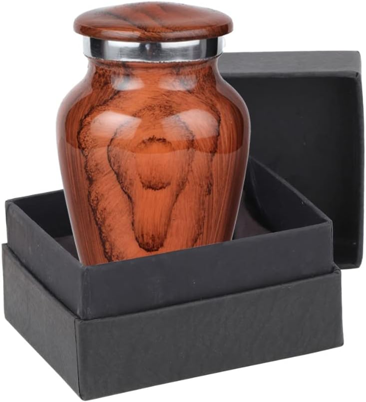 Wooden Textured Theme Keepsake Urn | Human Ashes Memorial Urn, Burial, Funeral Cremation Urns (Red Cherry Wood, Small)