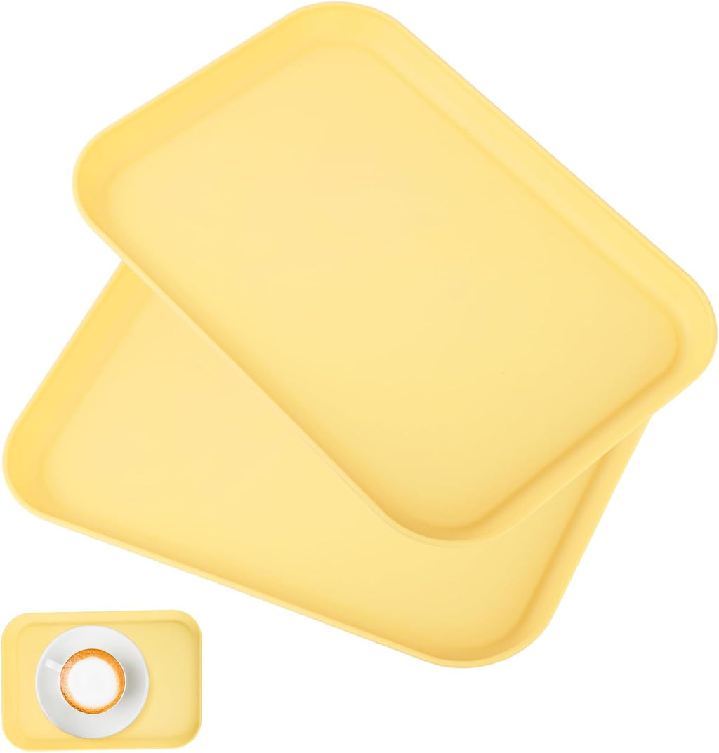 Yellow Plastic Serving Platters and Trays,Serving Dishes for Entertaining,Rectangular Platters for Serving Food