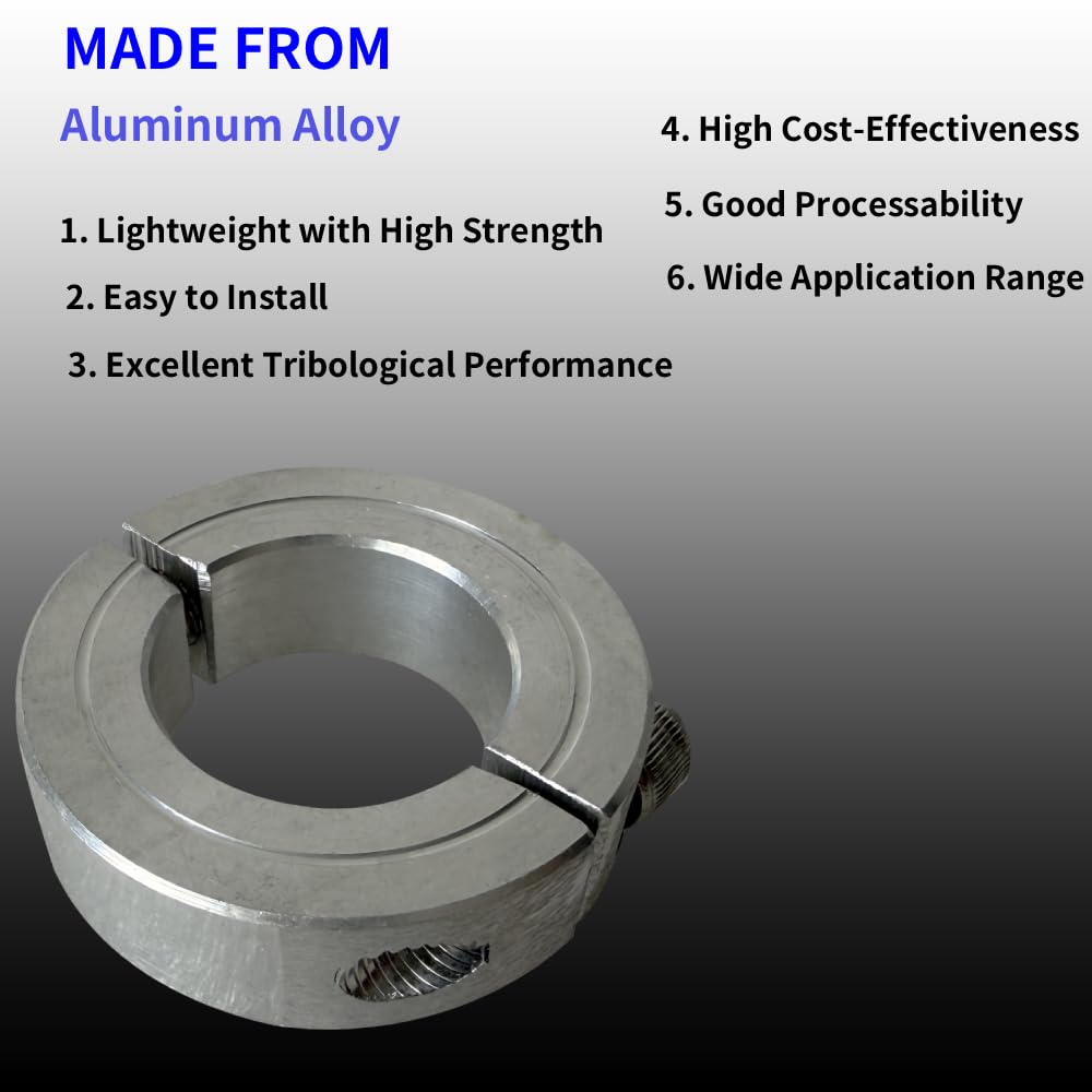 Bore 1/2'' Double Split Shaft Collar Two-Piece Clamping Collar Aluminum Alloy Set Screw Suitable for Machinery and Industrial (4, 1/2)