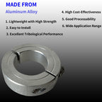 Bore 1/2'' Double Split Shaft Collar Two-Piece Clamping Collar Aluminum Alloy Set Screw Suitable for Machinery and Industrial (4, 1/2)