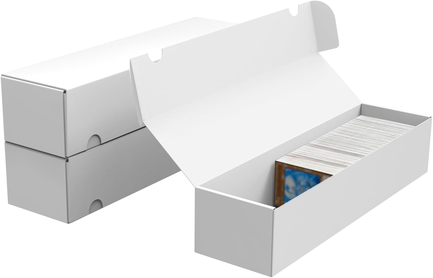 Trading Card Storage Box, 3-Pack 1100 Count White Corrugated Cardboard Box | Bulk Sports Storage Box for