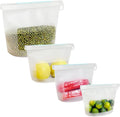 Reusable Silicone Food Storage Bags (Set of 4), Dishwasher Oven Microwave Freezer Safe, Eco-Friendly Leakproof Sous