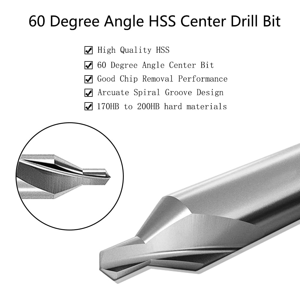 8PCS Center Drill Bits Set Countersink Tools 60 Degree Angle HSS 1-6.0