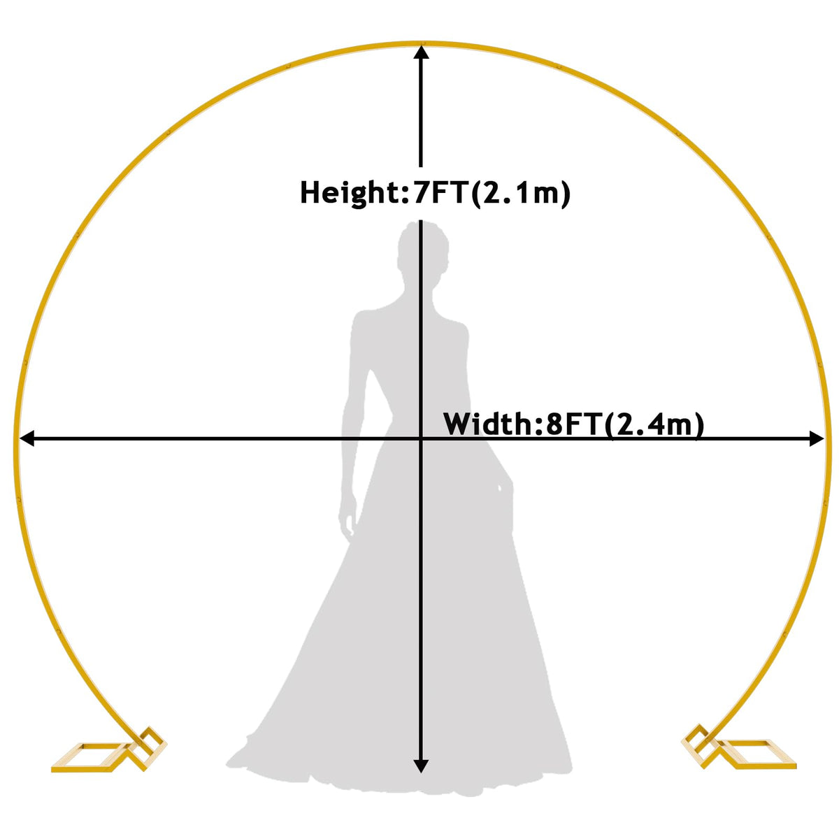 Round Backdrop Stand 8FT Gold Wedding Balloon Arch Stand for Party