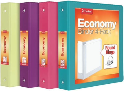Cardinal 3 Ring Binders, Binders for School and Office, Durable 1.5 Inch, Round Rings, Holds 350 Sheets, ClearVue
