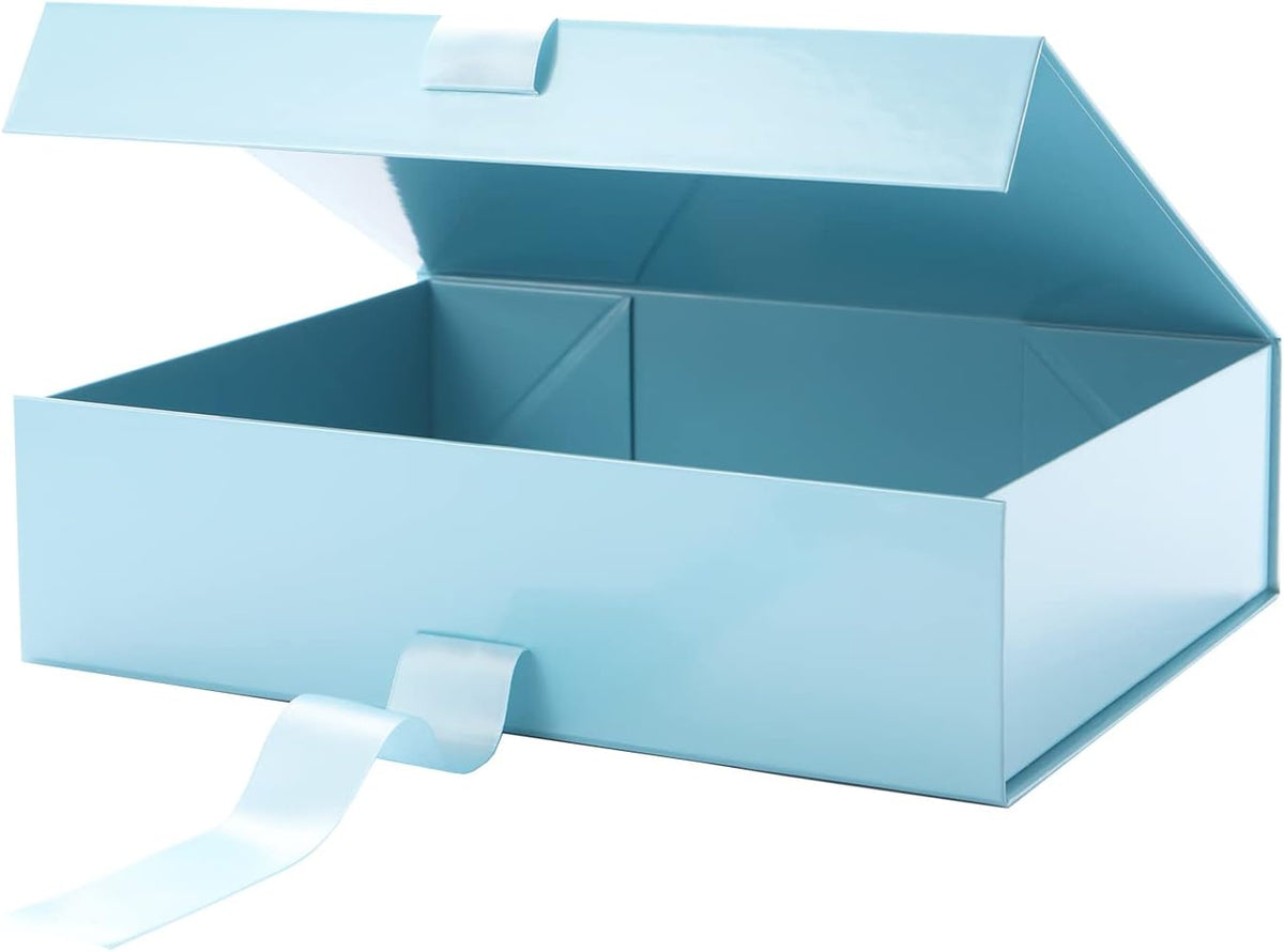Large Baby Blue Gift Box with Lid for Present 13x9.7x3.4 Inches