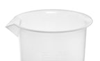 12PK Plastic Beakers, 250ml - Polypropylene Plastic - Raised Graduations, Tapered Spout - Euro Design