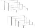10 Pieces 2 Set (7”L~8”L~9”L) Large Display Risers, 4" Wide Clear Rectangular Stand Shelf for Showcase Collectibles
