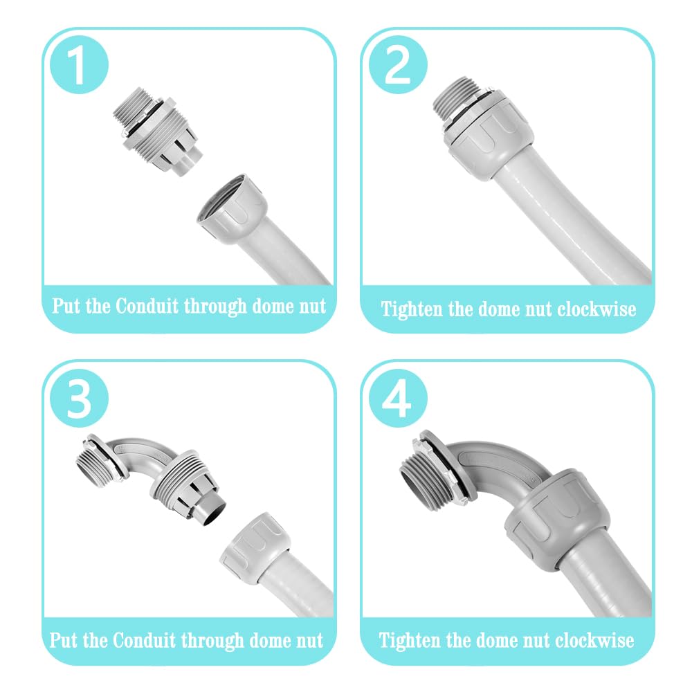 80FT 3/4" NPT PVC Liquid Tight Conduit Kit UL 5 Straight 3 Angle Connector