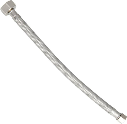 12" Braided Toilet Water Supply Line,3/8"Compression x 7/8"Ballcock | Brass Nut, SUS304 Stainless Steel, Flexible