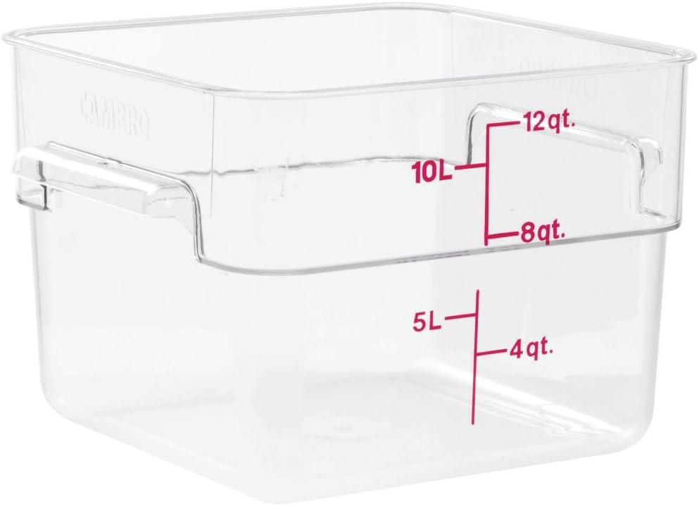 Food Storage Container - Classic Series Square - 12 QT (Quart) - Commercial Grade for Food Prep (Clear)