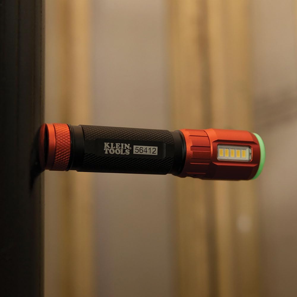 Klein Tools 56412 Rechargeable LED Flashlight with Flood Light, 500 lumens, USB-C Rechargeable, Pocket Clip, Magnet