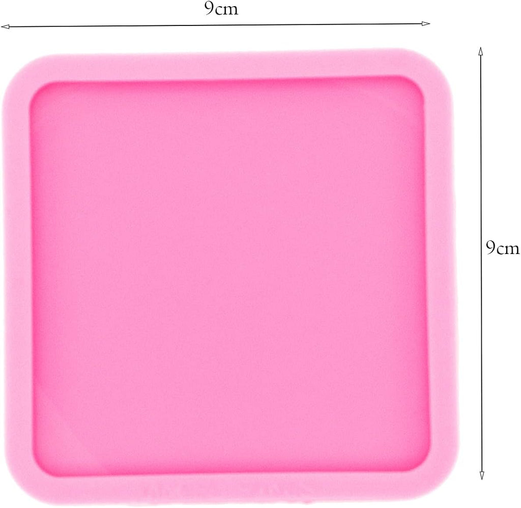 Super Shiny 9cm/3.54inch Square Shape Resin Coaster Mold Tray Silicone Molds Epoxy Resin Casting Molds DIY Geode