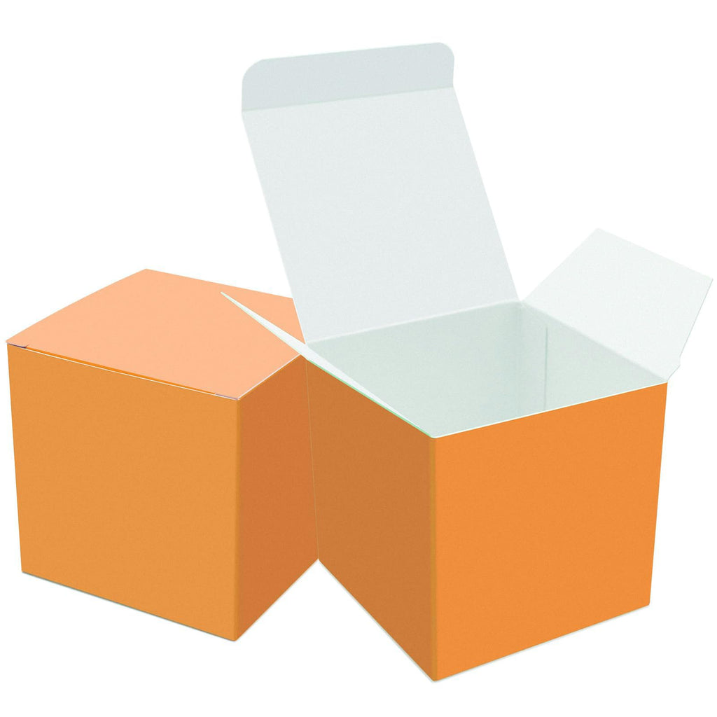 25 Pcs Orange Paper Gift Boxes, Small 3x3x3 inch Gift Box with Lids