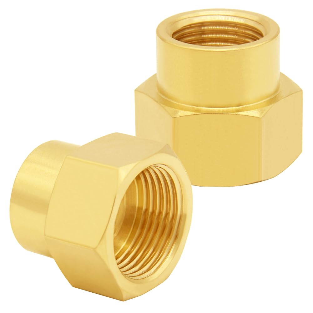 Uenede Brass 3/4" NPT Female to 1" NPT Female Reducer Adapter, 2PCS