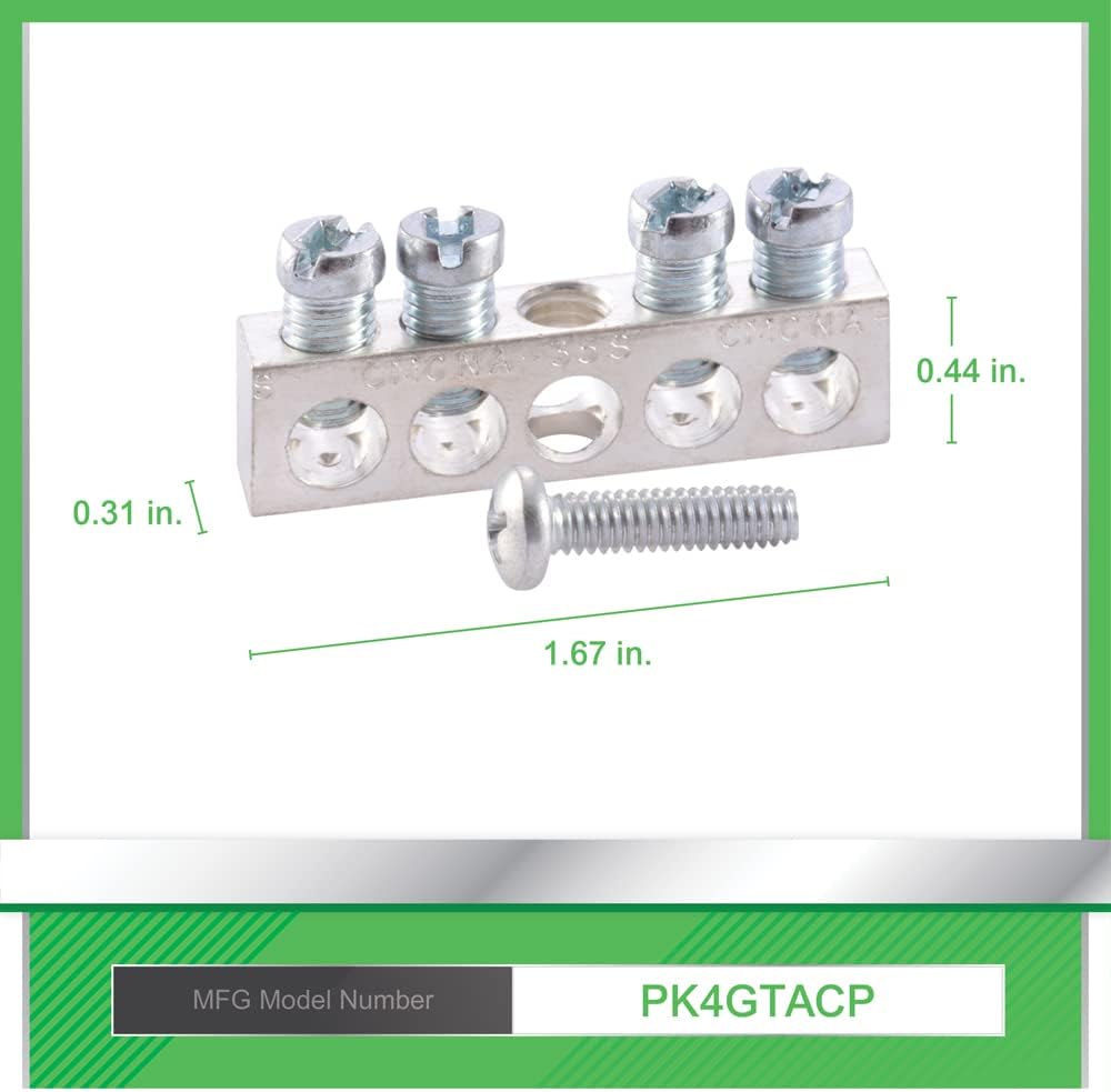 Square D - PK4GTACP 4 Terminal Ground Bar Kit, Silver