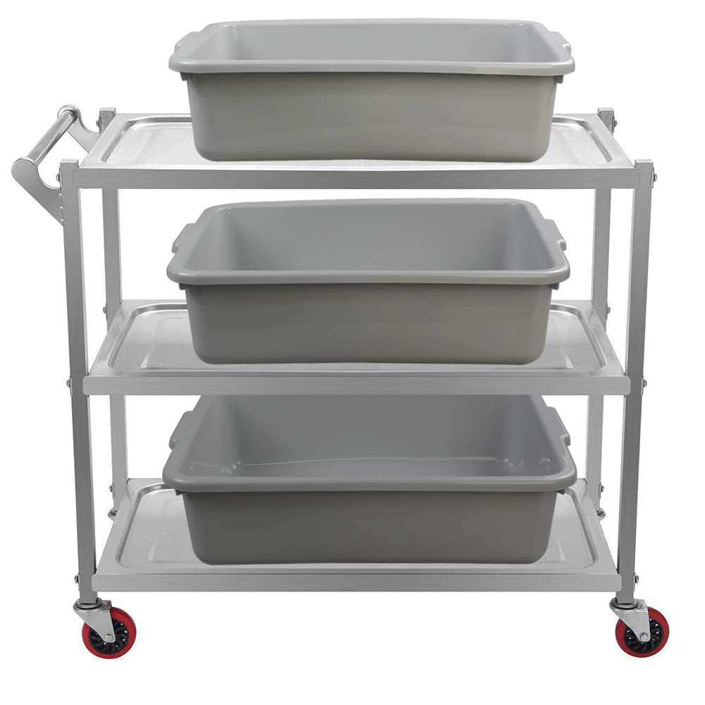 Plastic Dish Tubs, Commercial Bus Tote Box, 3-Pack(Grey, 13L)