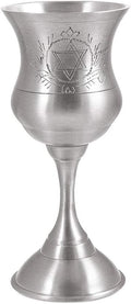 Traditional Shabbat Kiddush Cup 5.5 oz Goblet with Engraved Star of David - 6" Tall - by Zion Judaica - For Yom Tov