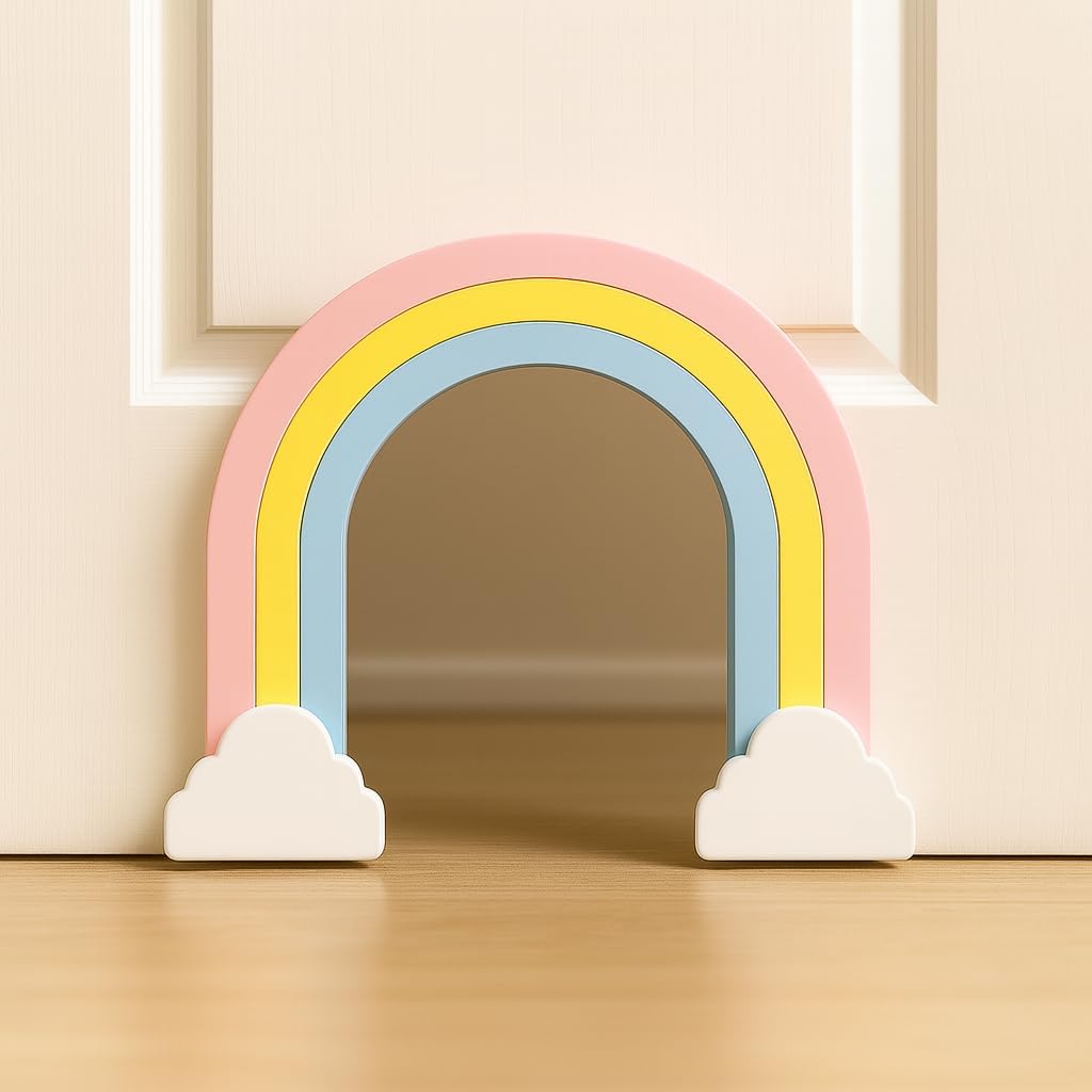 Indoor DIY Cat Door Rainbow Design