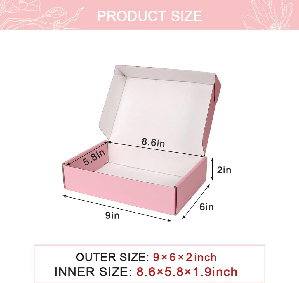 Shipping Boxes for Packaging 9x6x2", 20 Pack Pink Cardboard Boxes for Mailing, Shipping Mailer Boxes Medium for Small