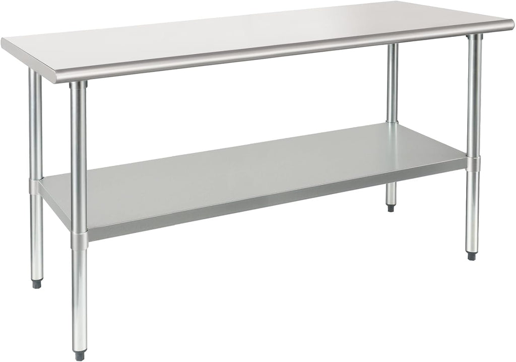 HARDURA Stainless Steel Table with Undershelf and Galvanized Legs NSF Heavy Duty Commercial Prep Work Table for