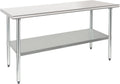 HARDURA Stainless Steel Table with Undershelf and Galvanized Legs NSF Heavy Duty Commercial Prep Work Table for