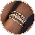 Stackable Gold Rings for Women Non Tarnish Dainty 14K Gold Plated Stacking Cubic Zirconia Thumb Ring Set Trendy