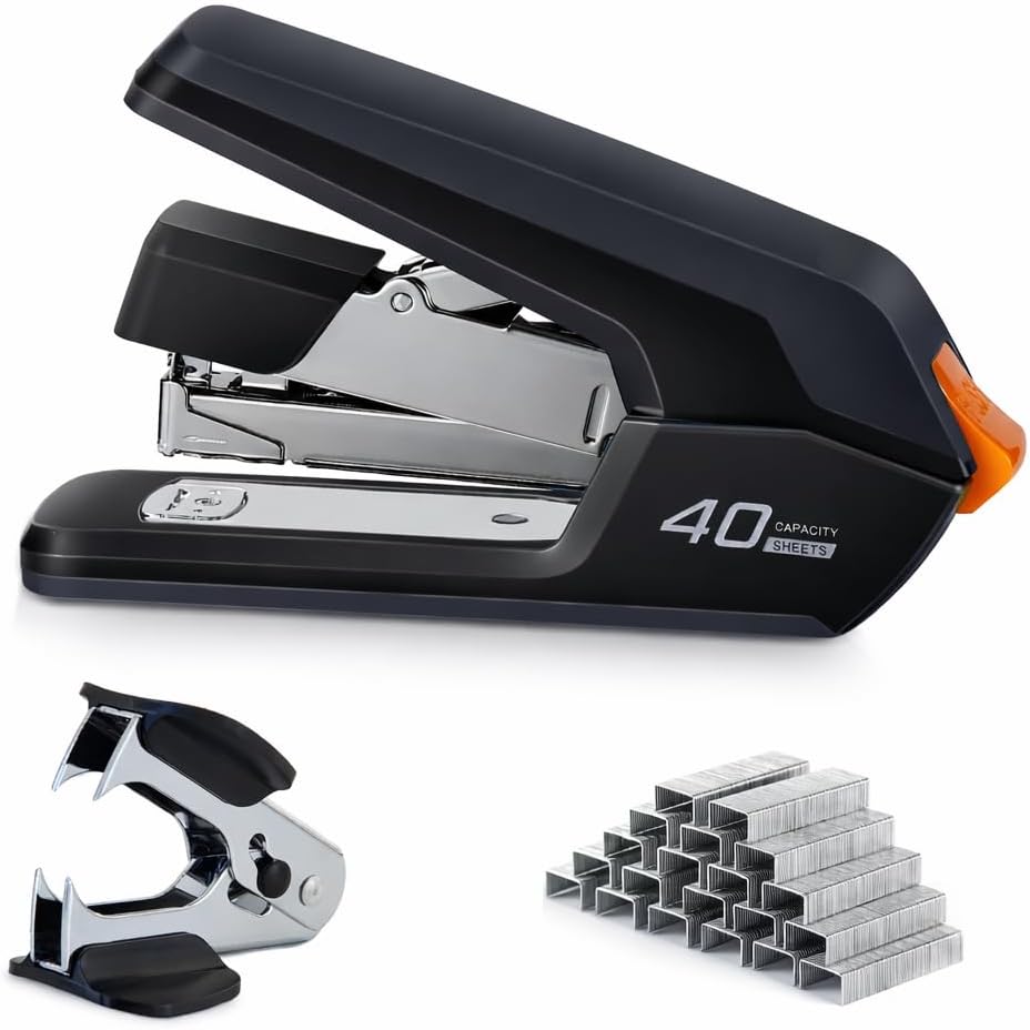 Effortless Desktop Stapler, 40 Sheet Capacity, One Finger Stapling