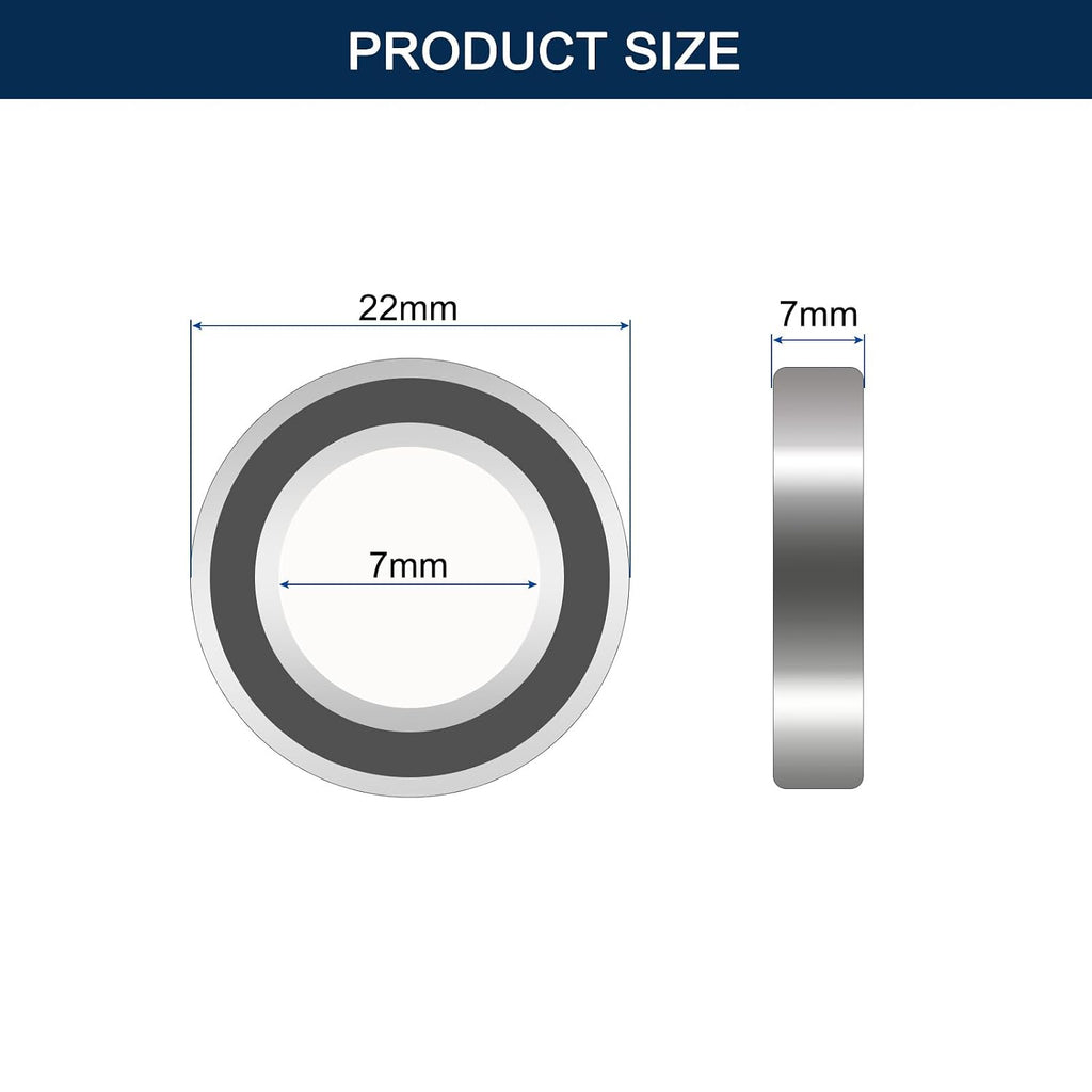 627-2RS Deep Groove Ball Bearings, ID 7mm x OD 22mm x Width 7mm Miniature Bearings, Double Rubber Sealed Ball Bearing Pre-Lubricated Chrome Steel Z2 Lever 20pcs