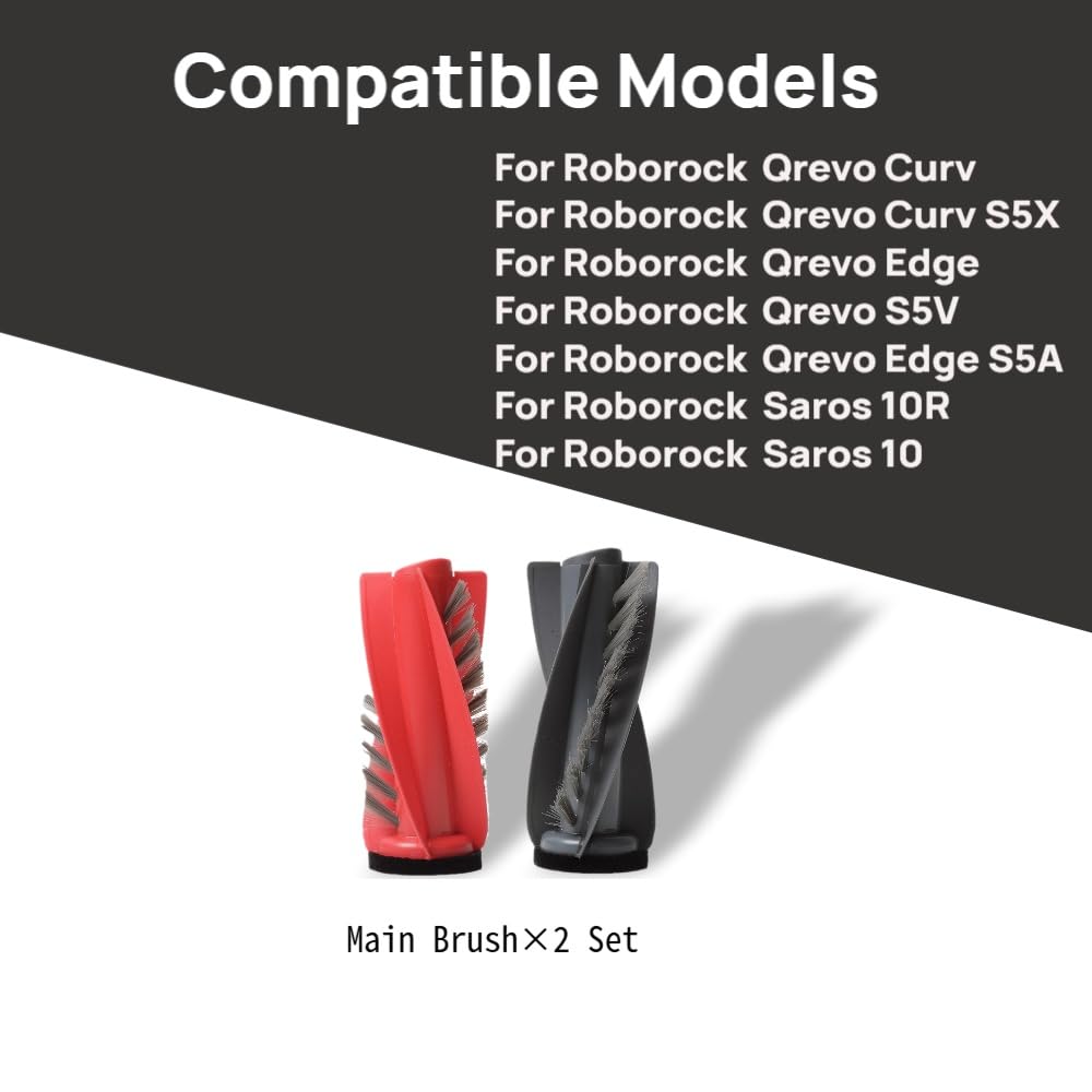 Replacement Rubber Main Brushes Compatible with Roborock Robot Vacuums