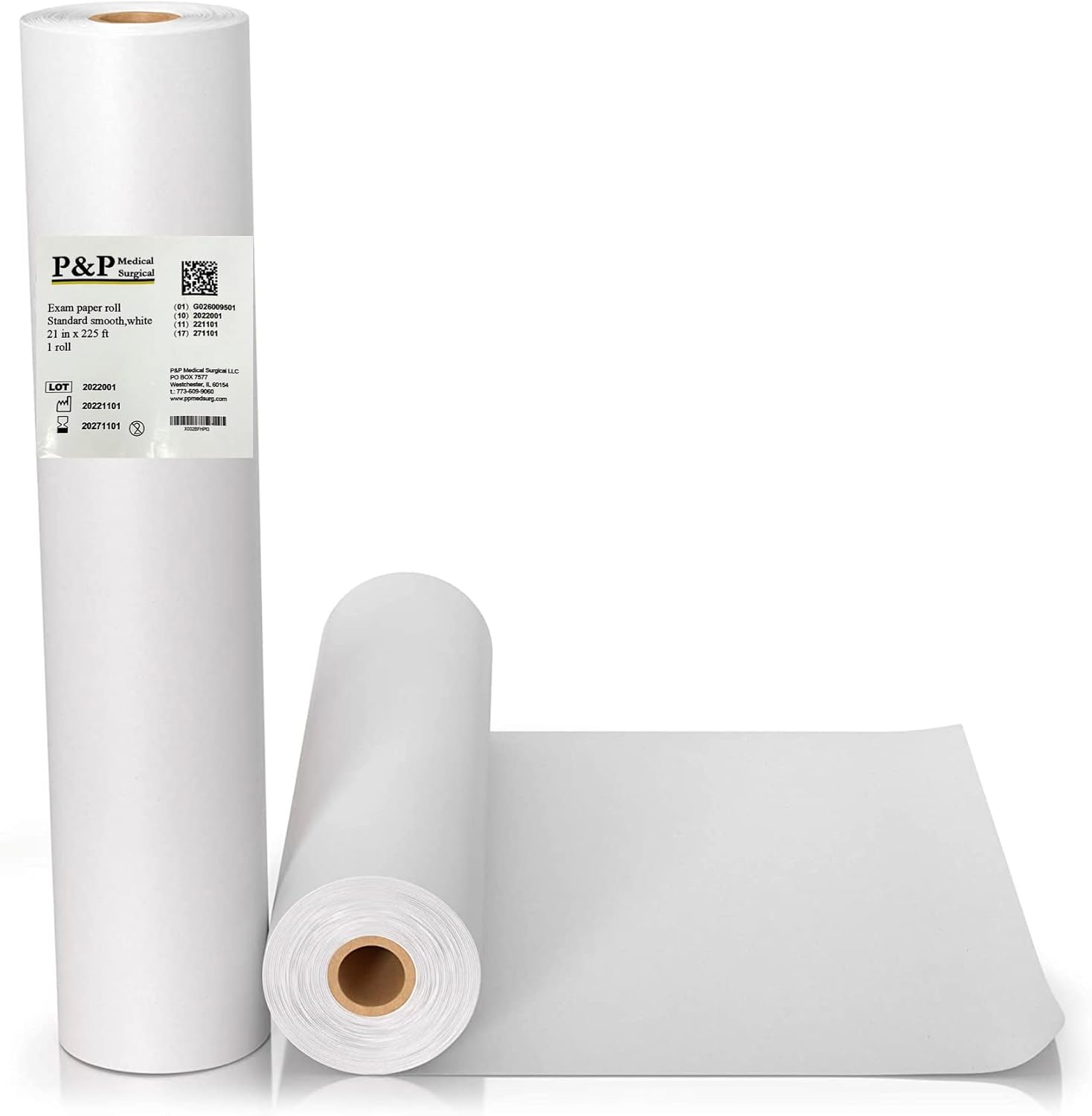 Disposable Medical Exam Table Paper Standard Crepe White with Smooth Finish Moisture Resistant 21" x 225' Premium