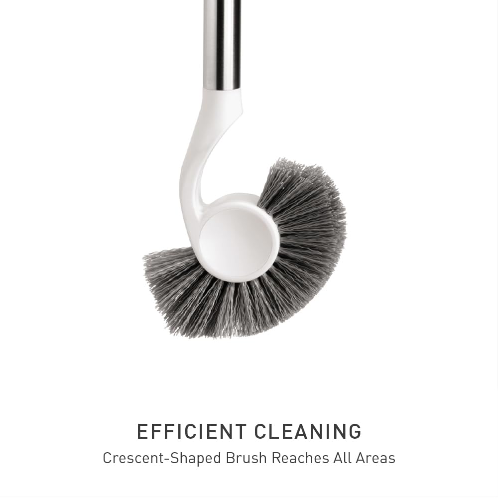 Toilet Brush with Caddy, Stainless Steel, White