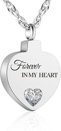 Crystal Cremation Urn Necklace for Ashes Keepsake Birthstone Cremation Jewelry Heart Ashes Necklace for Women