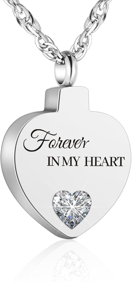 Crystal Cremation Urn Necklace for Ashes Keepsake Birthstone Cremation Jewelry Heart Ashes Necklace for Women