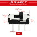 WMYCONGCONG 50 Pcs 6 Pin 2 Position DPDT Vertical Micro Slide Switch for for DIY Electronics Project