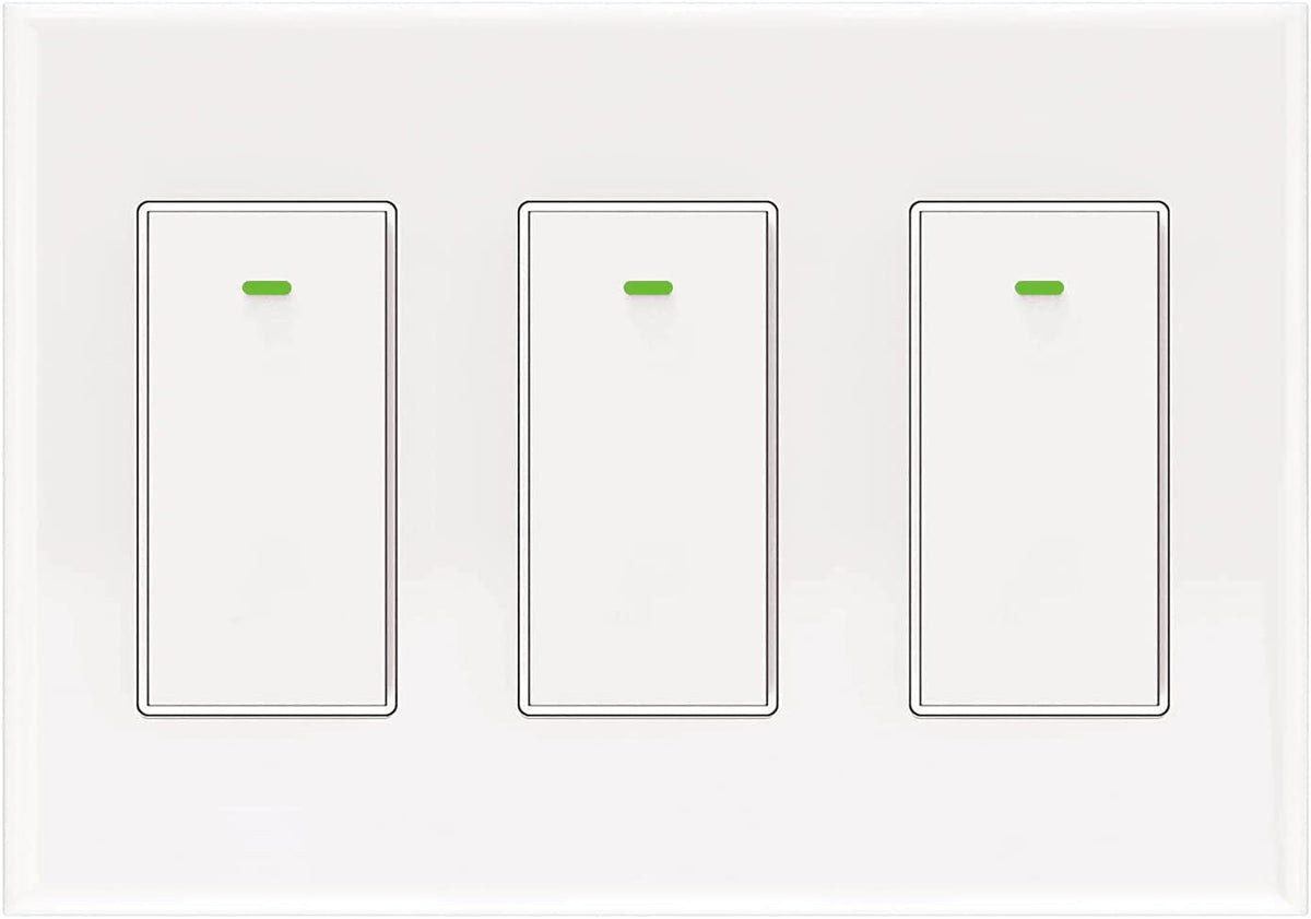 Smart Switch 3 Gang Alexa Smart Switch, 2.4Ghz in-Wall Smart Switch WiFi Light Switch Compatible with Alexa and