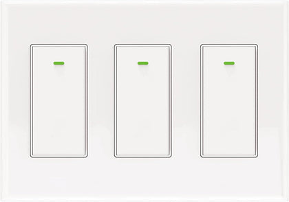Smart Switch 3 Gang Alexa Smart Switch, 2.4Ghz in-Wall Smart Switch WiFi Light Switch Compatible with Alexa and