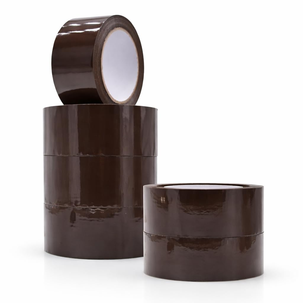 WOD CST20WBA Tan Packing Tape - 2" in. x 60 Yards Per Roll (6 Rolls) - Strong Heavy-Duty Industrial Shipping Box