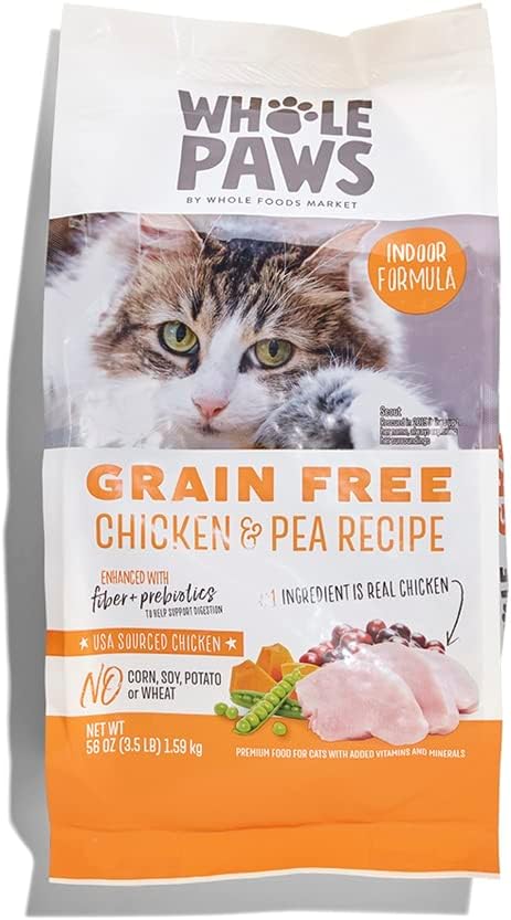 Grain-Free Dry Cat Food, Chicken & Pea Recipe, Enhanced with Fiber & Prebiotics, Indoor Formula, 3.5 lb