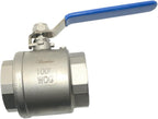 VARMHUS NPT Female 316 Stainless Steel Full Port Ball Valve Vinyl Handle WOG1000 (2")