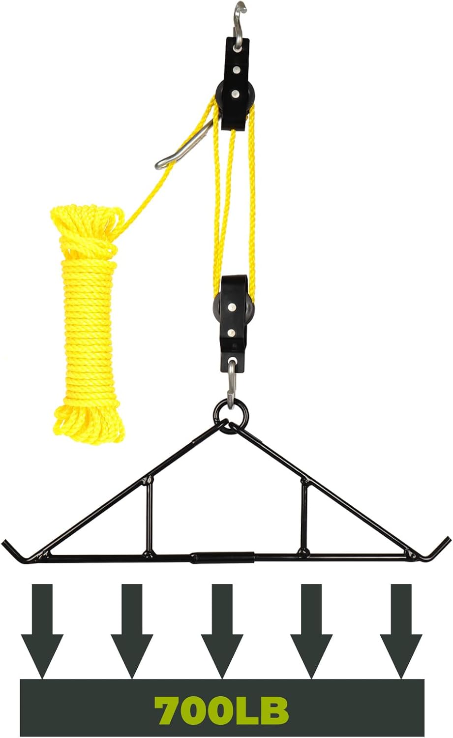 Game Hoist Gambrel & Deer Hanger Kit, 700 LB Deer Hoist Pulley System with 4:1 Lift Ratio and 44FT Rope | Pulley