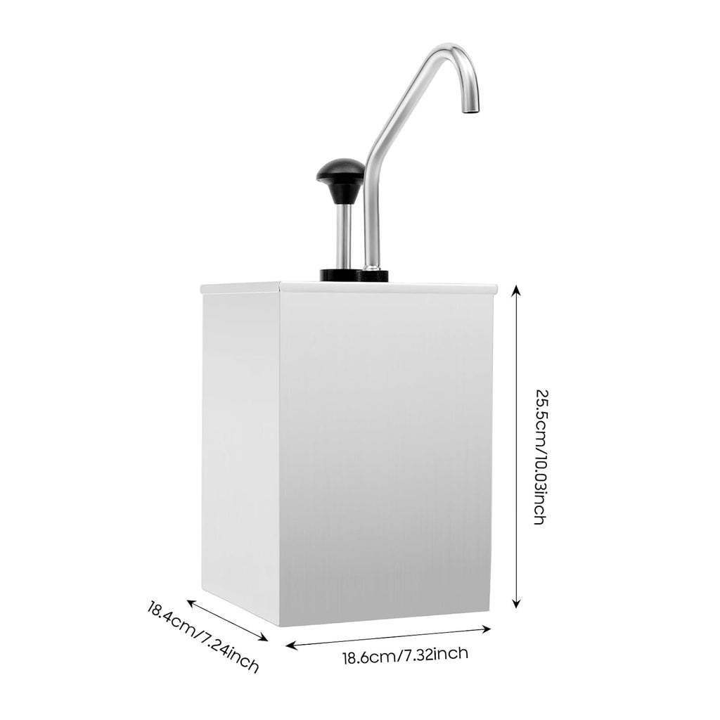 4L Sauce Dispenser, Stainless Steel Condiment Pump Station Single Head Squeeze Soy Sauce Ketchup Mustard Dispenser