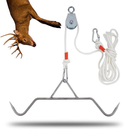 Hunting Game Hoist Gambrel Pulley Lift System | for Deer Hanger Hunting Game Skinning Kit - Heavy Duty