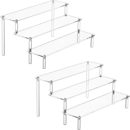 2PCS Large Acrylic Display Risers, Perfume Stand Organizer, Clear Acrylic Shelf Risers for Display Stands for Food