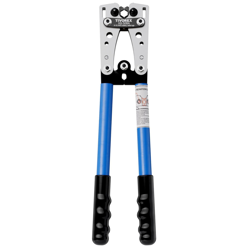 Tivorex Battery Cable Crimper for AWG 8-1/0 Copper Lugs, Ring Terminals