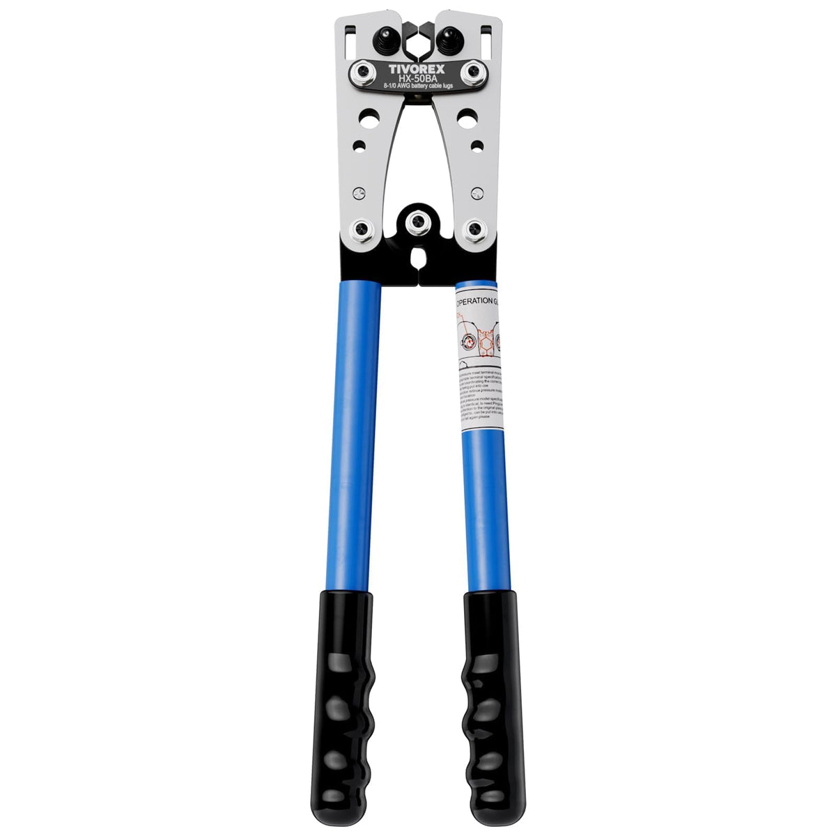 Tivorex Battery Cable Crimper for AWG 8-1/0 Copper Lugs, Ring Terminals