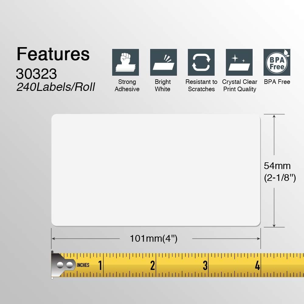 Replace for DYMO 30323 (2-1/8" x 4") Shipping Labels [6 Rolls]