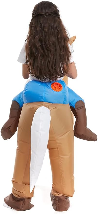 Inflatable Child Horse Rider Costume Boys Girls | 360 Degree Detailed 3D Design, Durable Fabric, Powerful Fan, More
